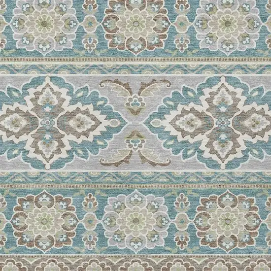 Teal Blue And Green Tribal Washable Indoor Outdoor Area Rug Photo 5