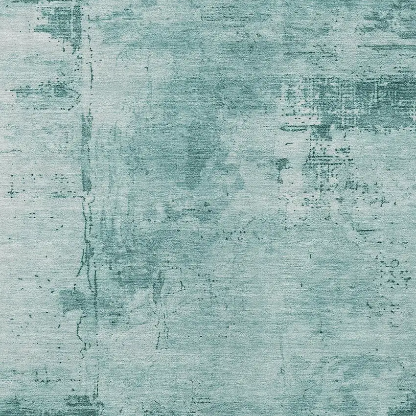 Teal Blue And Ivory Abstract Washable Indoor Outdoor Area Rug Photo 5