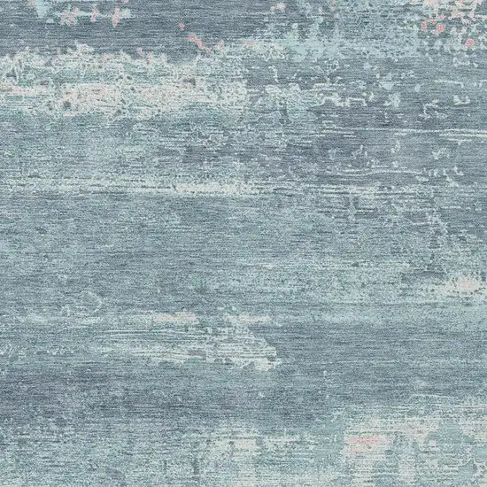 Teal Blue And Ivory Abstract Washable Indoor Outdoor Area Rug Photo 3