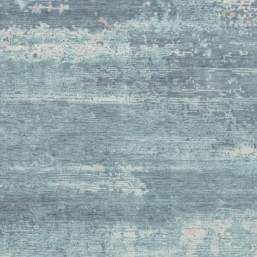 Teal Blue And Ivory Abstract Washable Indoor Outdoor Area Rug Photo 3