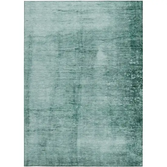 Teal Blue And Ivory Abstract Washable Indoor Outdoor Area Rug Photo 3