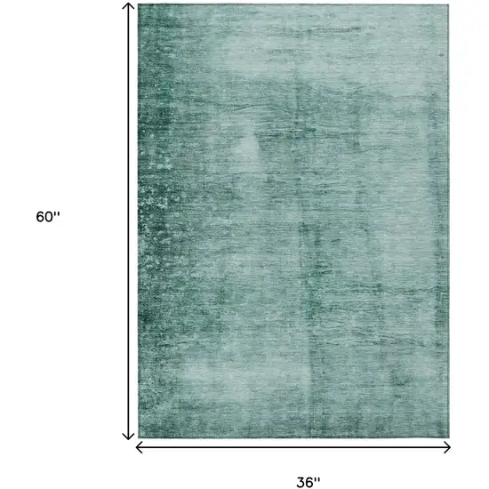 Teal Blue And Ivory Abstract Washable Indoor Outdoor Area Rug Photo 8