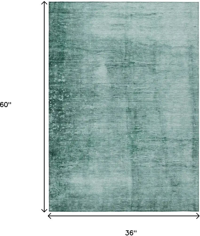 Teal Blue And Ivory Abstract Washable Indoor Outdoor Area Rug Photo 8