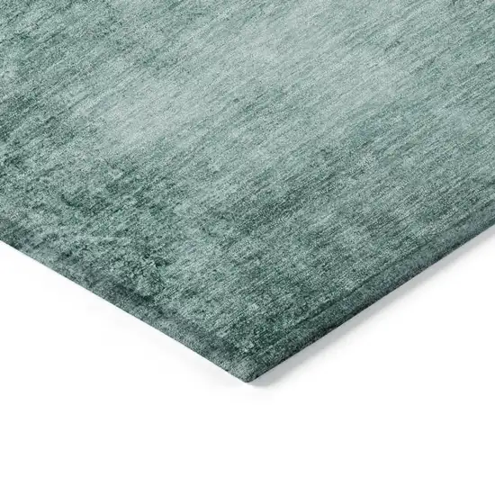 Teal Blue And Ivory Abstract Washable Indoor Outdoor Area Rug Photo 6