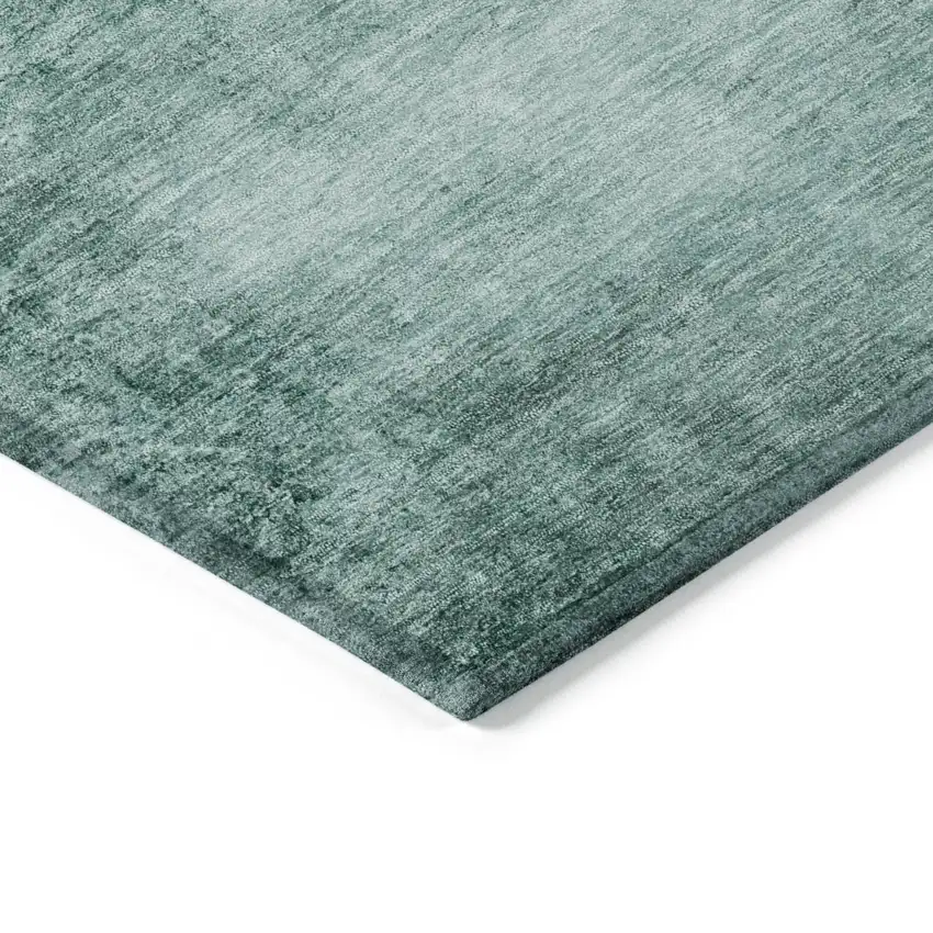 Teal Blue And Ivory Abstract Washable Indoor Outdoor Area Rug Photo 6