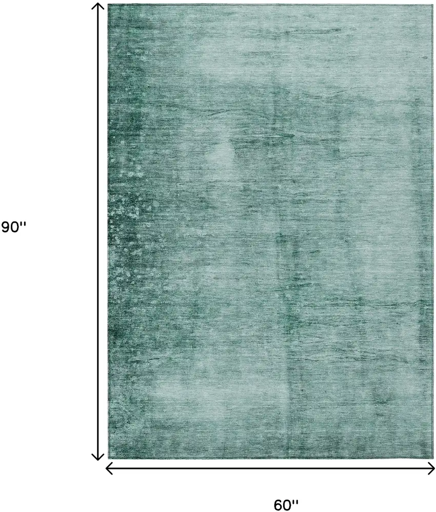 Teal Blue And Ivory Abstract Washable Indoor Outdoor Area Rug Photo 9