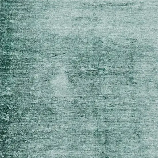 Teal Blue And Ivory Abstract Washable Indoor Outdoor Area Rug Photo 9