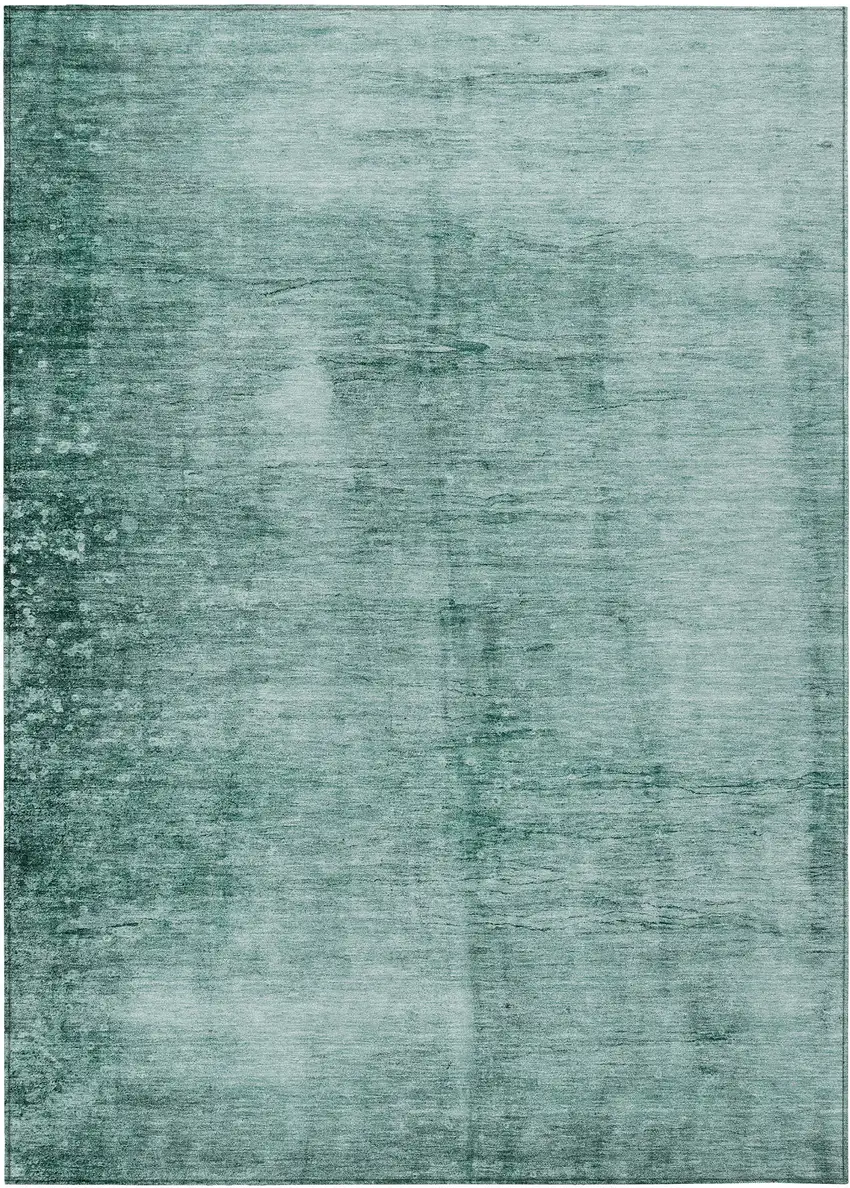 Teal Blue And Ivory Abstract Washable Indoor Outdoor Area Rug Photo 8