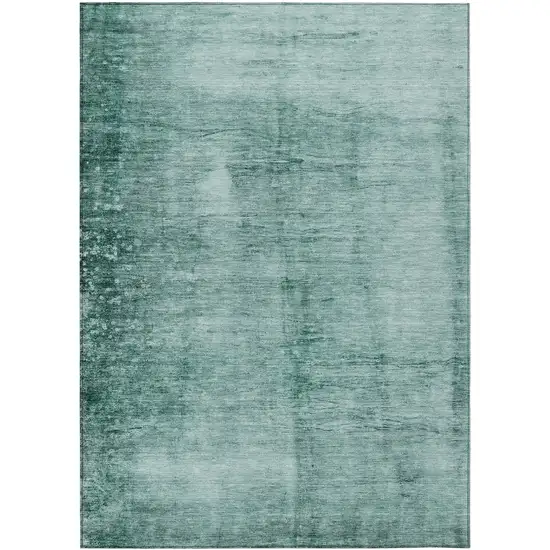 Teal Blue And Ivory Abstract Washable Indoor Outdoor Area Rug Photo 8