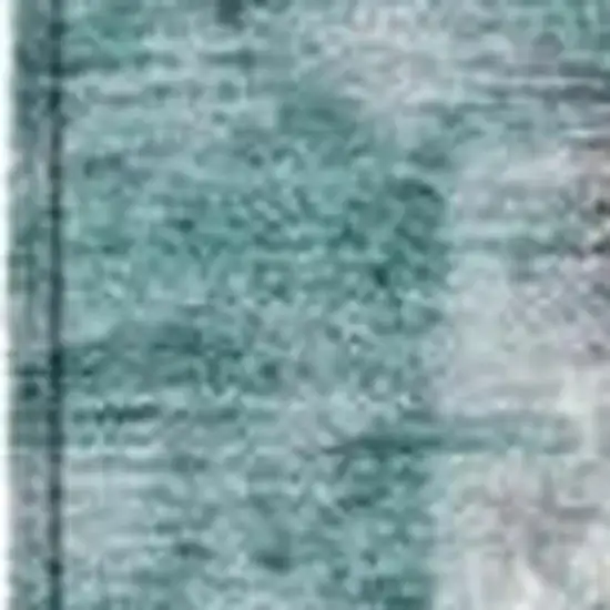Teal Blue And Ivory Abstract Washable Indoor Outdoor Area Rug Photo 3