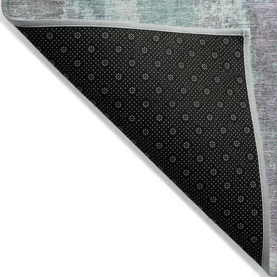 Teal Blue And Ivory Abstract Washable Indoor Outdoor Area Rug Photo 8