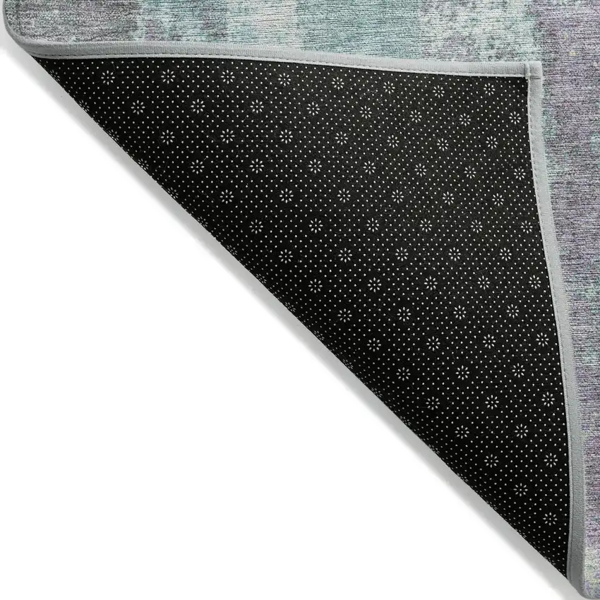 Teal Blue And Ivory Abstract Washable Indoor Outdoor Area Rug Photo 8