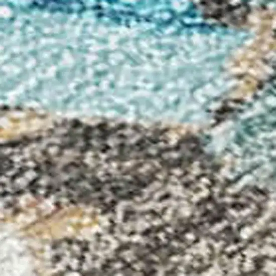 Teal Blue And Ivory Abstract Washable Indoor Outdoor Area Rug Photo 4