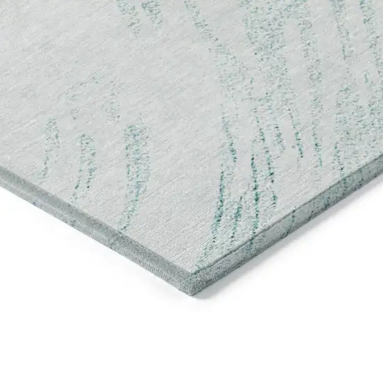 Teal Blue And Ivory Abstract Washable Indoor Outdoor Area Rug Photo 4