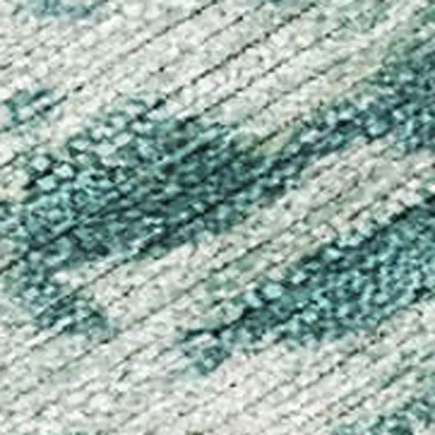 Teal Blue And Ivory Abstract Washable Indoor Outdoor Area Rug Photo 2