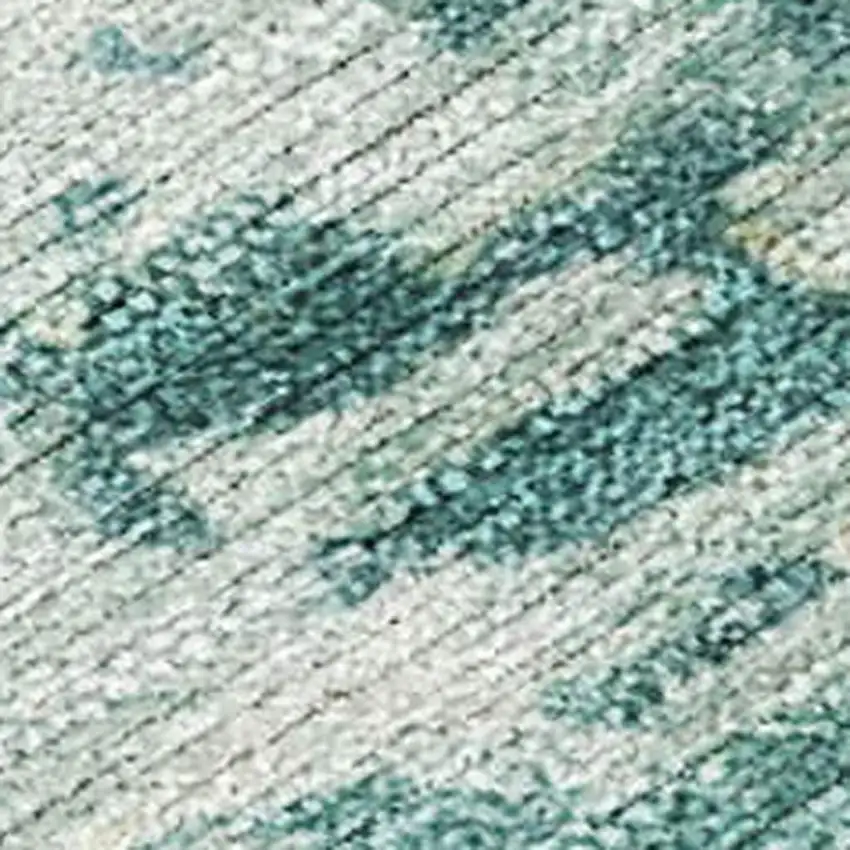 Teal Blue And Ivory Abstract Washable Indoor Outdoor Area Rug Photo 2