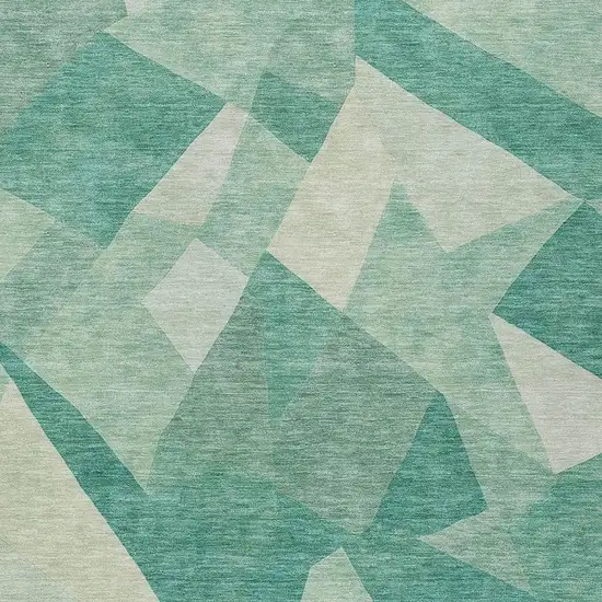 Teal Blue And Ivory Abstract Washable Indoor Outdoor Area Rug Photo 2