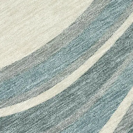 Teal Blue And Ivory Abstract Washable Indoor Outdoor Area Rug Photo 2