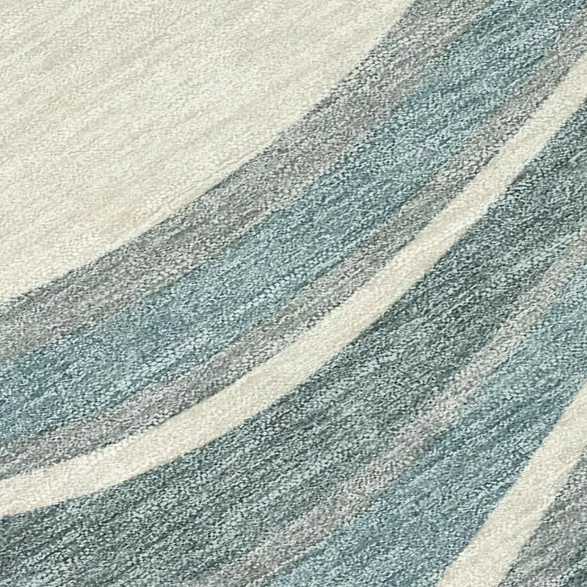 Teal Blue And Ivory Abstract Washable Indoor Outdoor Area Rug Photo 2