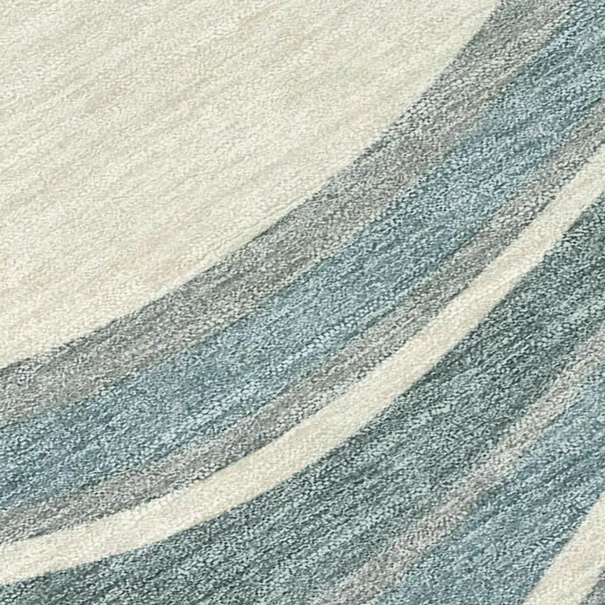 Teal Blue And Ivory Abstract Washable Indoor Outdoor Area Rug Photo 2