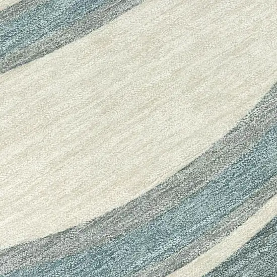 Teal Blue And Ivory Abstract Washable Indoor Outdoor Area Rug Photo 2