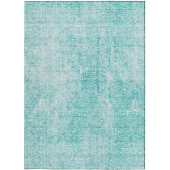 Teal Blue And Ivory Abstract Washable Indoor Outdoor Area Rug Photo 6