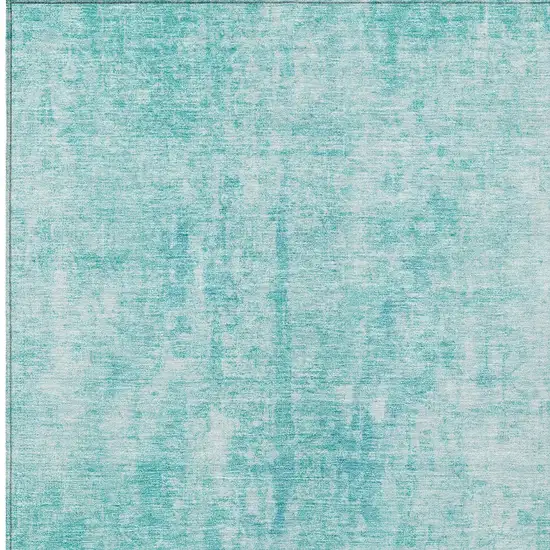 Teal Blue And Ivory Abstract Washable Indoor Outdoor Area Rug Photo 5