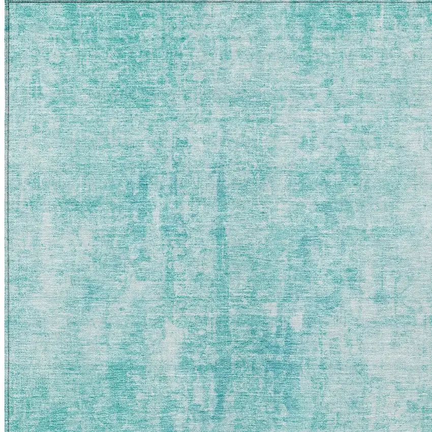 Teal Blue And Ivory Abstract Washable Indoor Outdoor Area Rug Photo 5