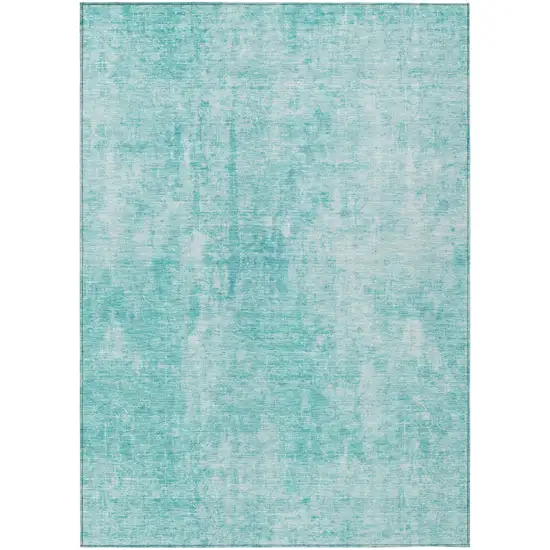 Teal Blue And Ivory Abstract Washable Indoor Outdoor Area Rug Photo 3