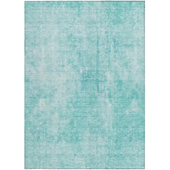 Teal Blue And Ivory Abstract Washable Indoor Outdoor Area Rug Photo 6