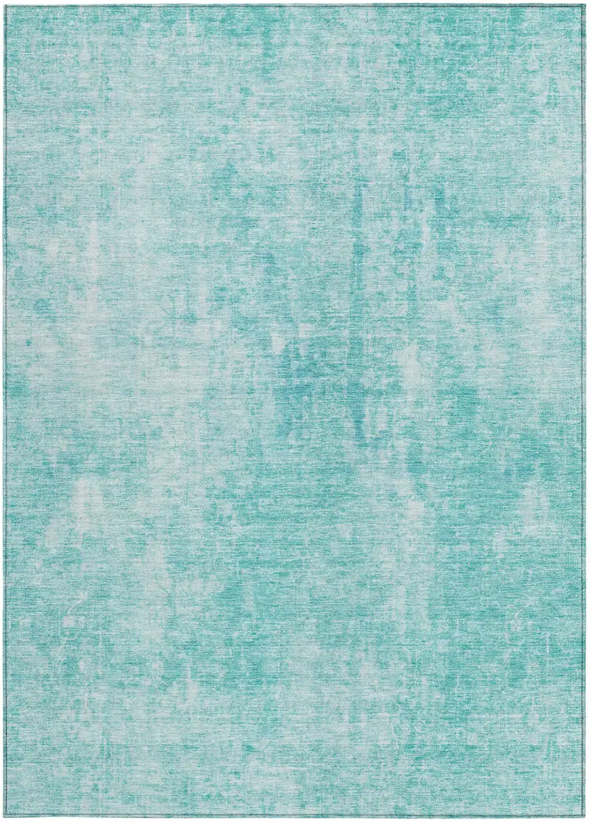Teal Blue And Ivory Abstract Washable Indoor Outdoor Area Rug Photo 6