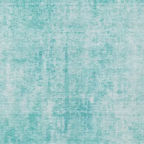 Teal Blue And Ivory Abstract Washable Indoor Outdoor Area Rug Photo 5