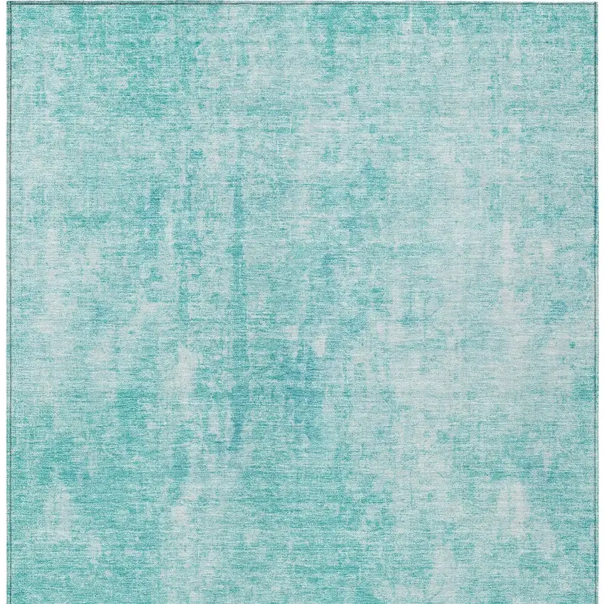 Teal Blue And Ivory Abstract Washable Indoor Outdoor Area Rug Photo 6