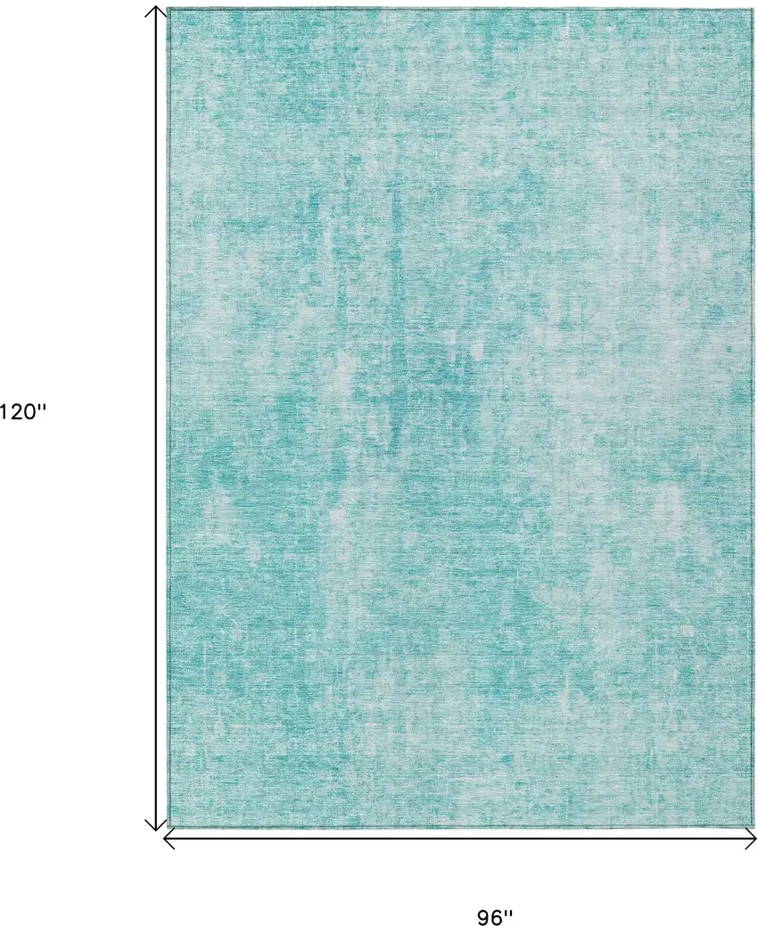 Teal Blue And Ivory Abstract Washable Indoor Outdoor Area Rug Photo 3