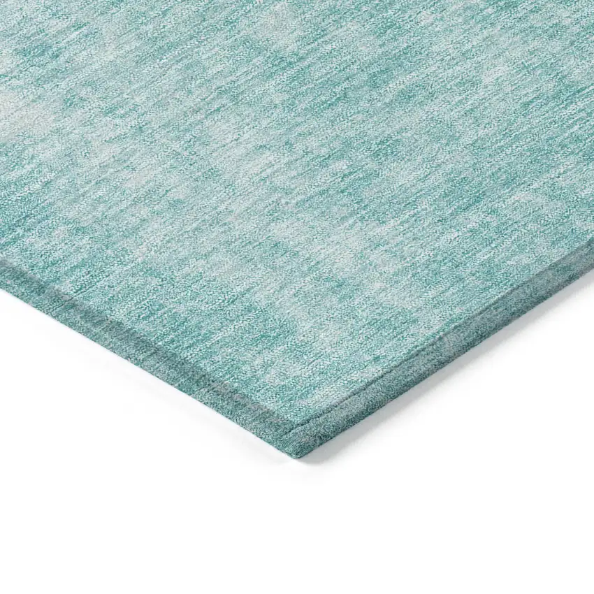 Teal Blue And Ivory Abstract Washable Indoor Outdoor Area Rug Photo 4