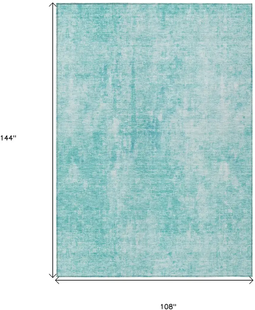 Teal Blue And Ivory Abstract Washable Indoor Outdoor Area Rug Photo 3