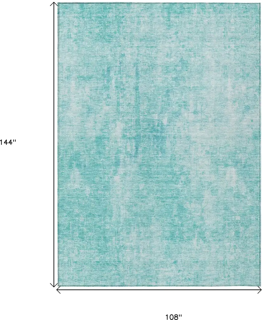 Teal Blue And Ivory Abstract Washable Indoor Outdoor Area Rug Photo 3