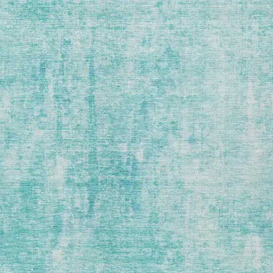 Teal Blue And Ivory Abstract Washable Indoor Outdoor Area Rug Photo 5