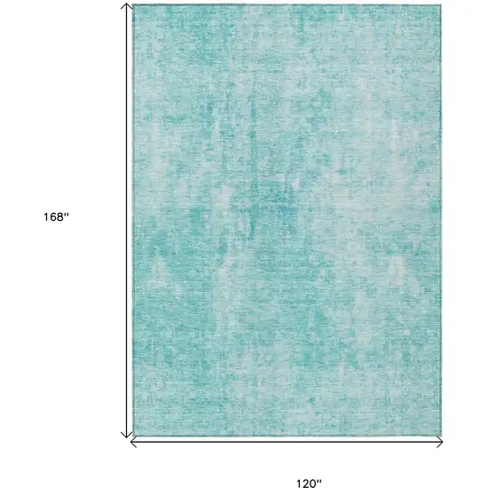 Teal Blue And Ivory Abstract Washable Indoor Outdoor Area Rug Photo 3