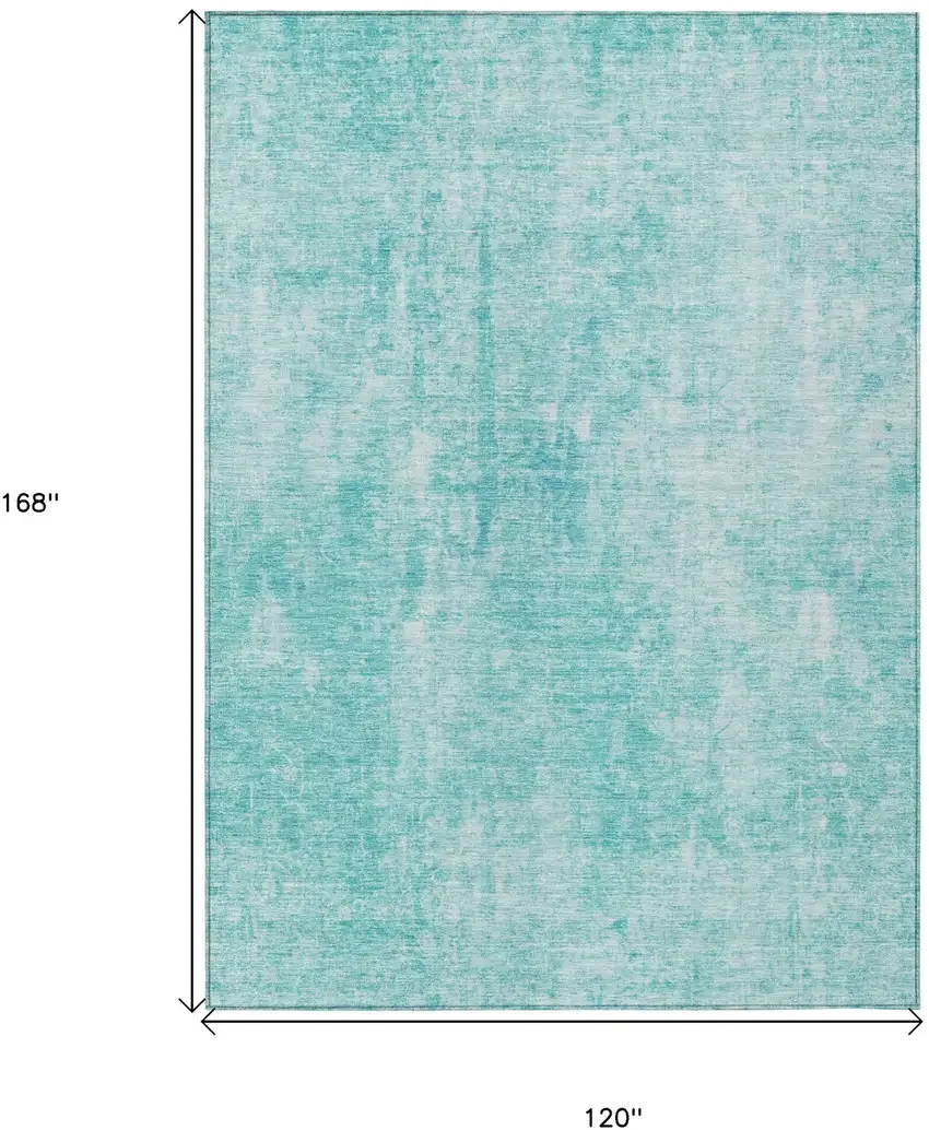 Teal Blue And Ivory Abstract Washable Indoor Outdoor Area Rug Photo 3