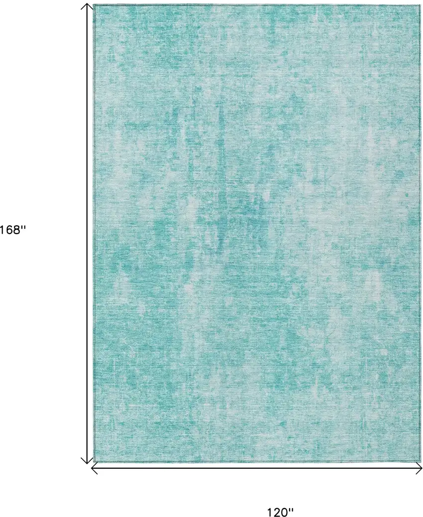 Teal Blue And Ivory Abstract Washable Indoor Outdoor Area Rug Photo 3