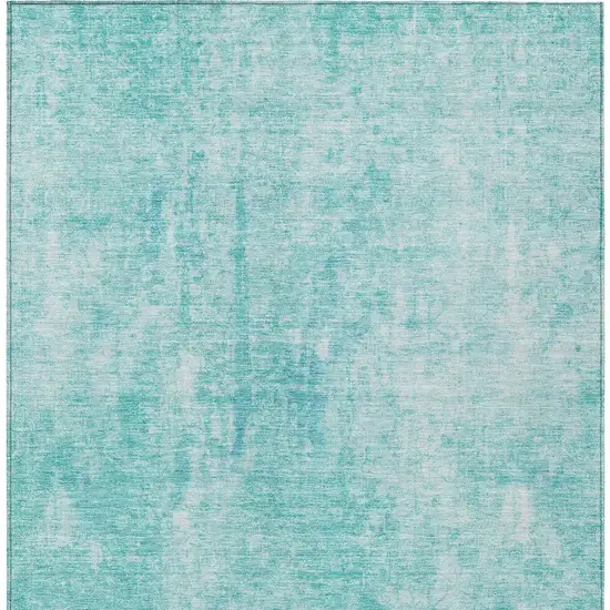 Teal Blue And Ivory Abstract Washable Indoor Outdoor Area Rug Photo 5