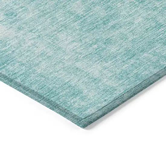 Teal Blue And Ivory Abstract Washable Indoor Outdoor Area Rug Photo 4