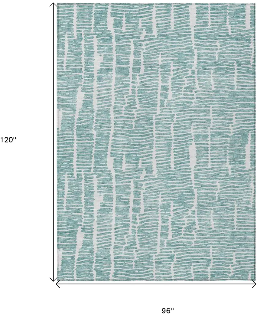 Teal Blue And Ivory Abstract Washable Indoor Outdoor Area Rug Photo 3