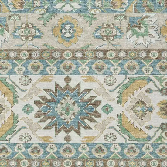 Teal Blue And Ivory Cactus Washable Indoor Outdoor Area Rug Photo 2