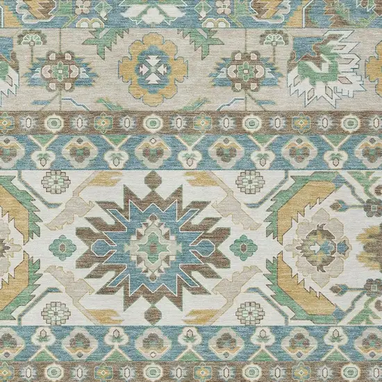Teal Blue And Ivory Cactus Washable Indoor Outdoor Area Rug Photo 2