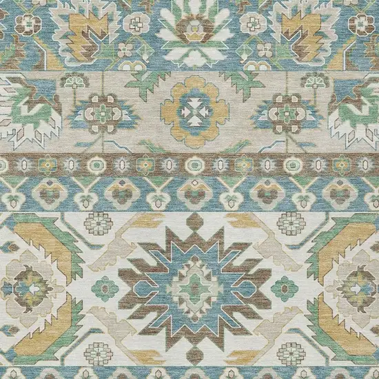 Teal Blue And Ivory Cactus Washable Indoor Outdoor Area Rug Photo 2