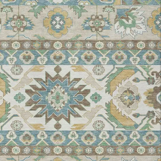 Teal Blue And Ivory Cactus Washable Indoor Outdoor Area Rug Photo 2