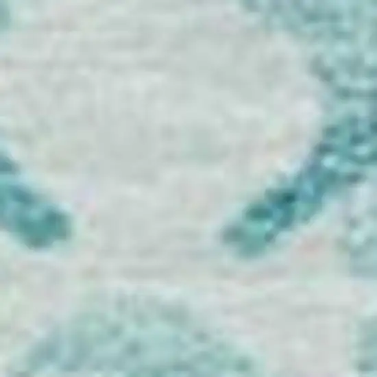 Teal Blue And Ivory Damask Washable Indoor Outdoor Area Rug Photo 3