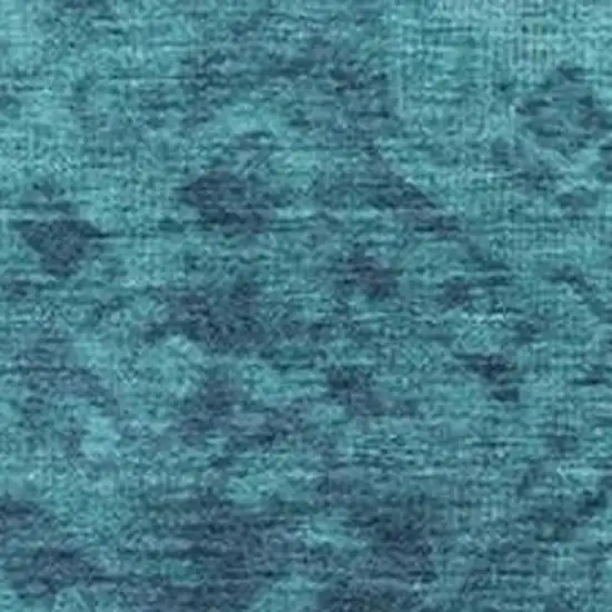 Teal Blue And Ivory Damask Washable Indoor Outdoor Area Rug Photo 3